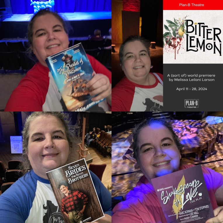 UTAH THEATRE WRAP UP 4/14-4/23- 7 BRIDES, BITTER LEMON, SHAKESPEARE IN LOVE (RACHEL’S THEATRE LOG&nbsp;30)