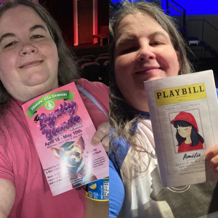 UTAH THEATRE LOG 4/12-4/27 (AMELIE, LEGALLY BLONDE) (RACHEL’S THEATRE LOG 128)